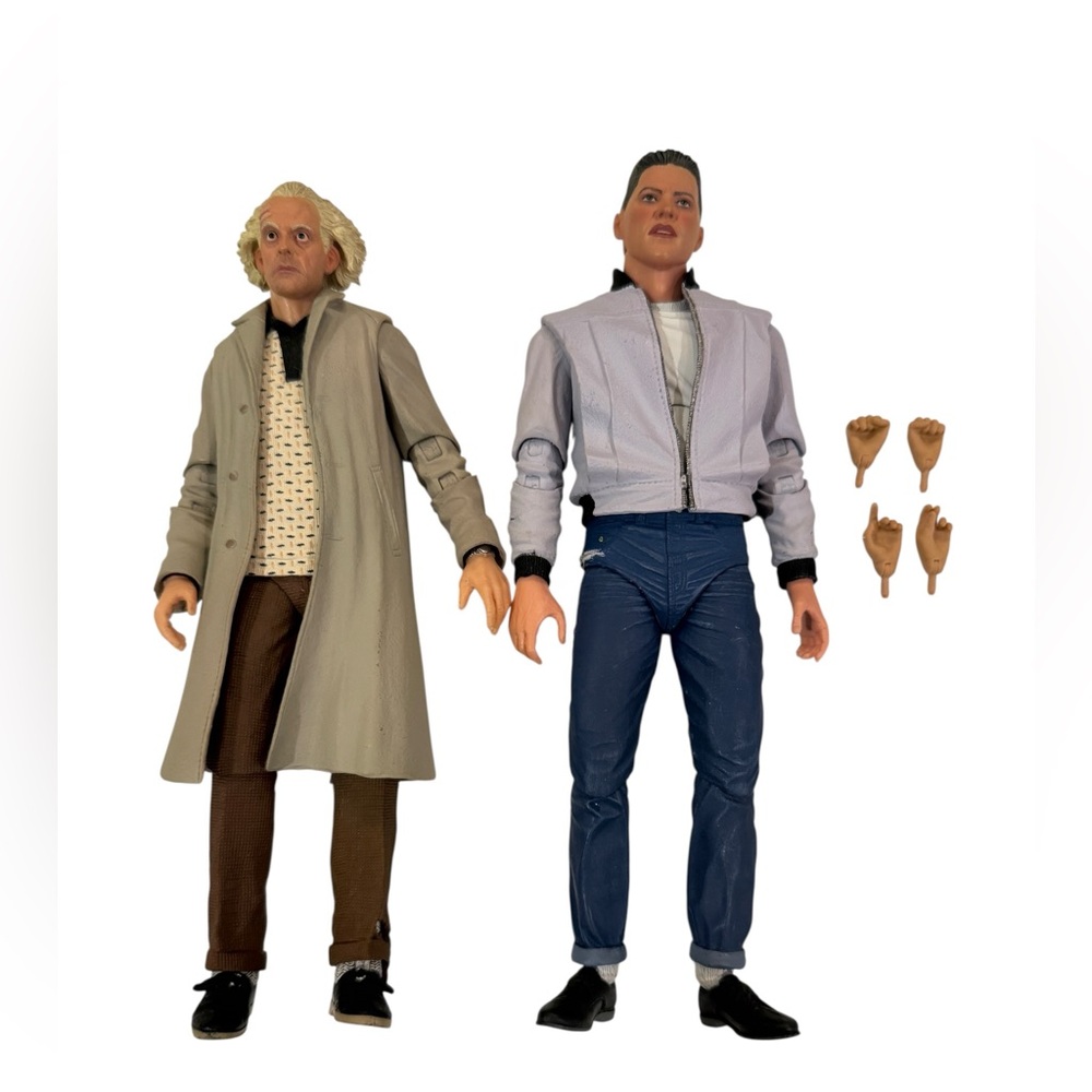 BACK TO THE FUTURE Action Figures Lot – Doc Brown & Biff Tannen – 1955 Version